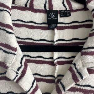 Volcom Women's Striped Romper - Cream and Brown